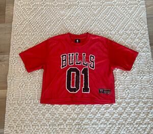 NBA Chicago Bulls Cropped Sequin Jersey Red Size Small